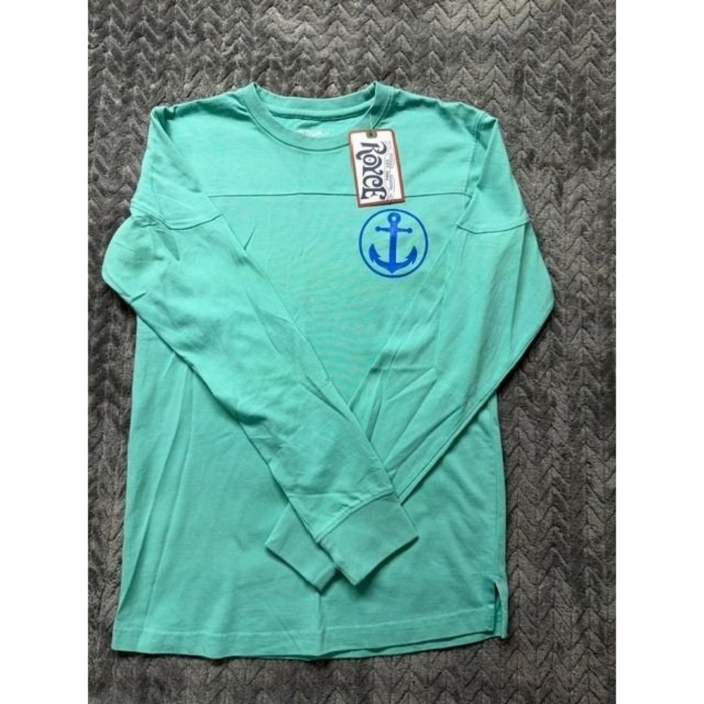 Royce Long Sleeve Anchor Graphic Tee Seafoam Green Cotton Thumbholes M 0522